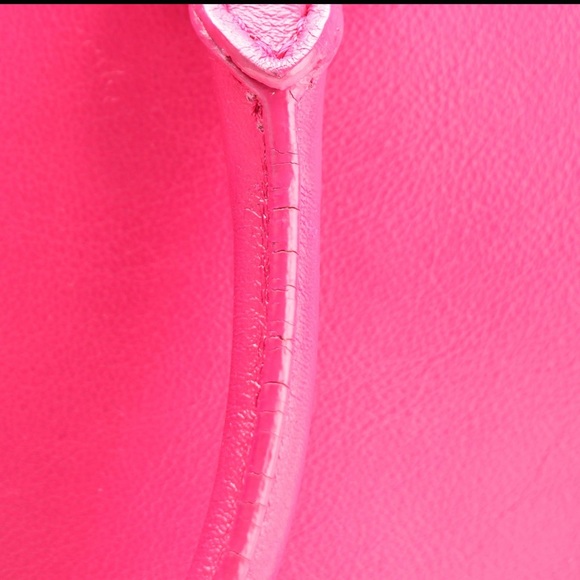 Saint Laurent Monogram Cabas Dark Pink Calfskin Leather Purse YSL Bag - Picture 14 of 16